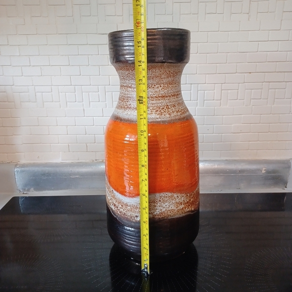 Vintage Carstens Retro Fat Lava W Germany Orange Brown Ceramic Vase - Picture 10 of 12